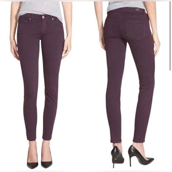 Paige NWT Verdugo Ankle Mid Rise Skinny Jeans - Plum Size 30 - Picture 1 of 11